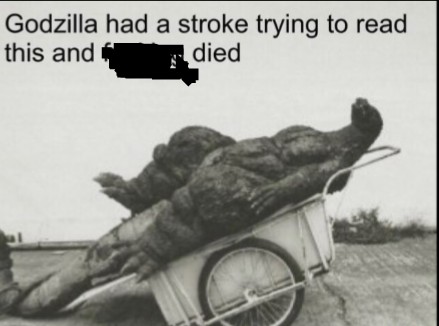 Godzila had a stroke trying to read this Blank Meme Template
