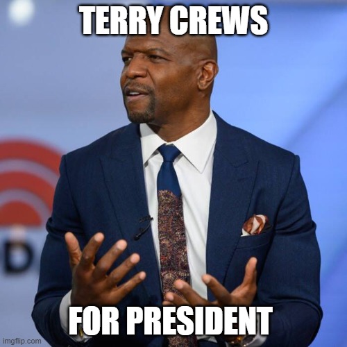 Terry Crews For President | TERRY CREWS; FOR PRESIDENT | image tagged in politics | made w/ Imgflip meme maker