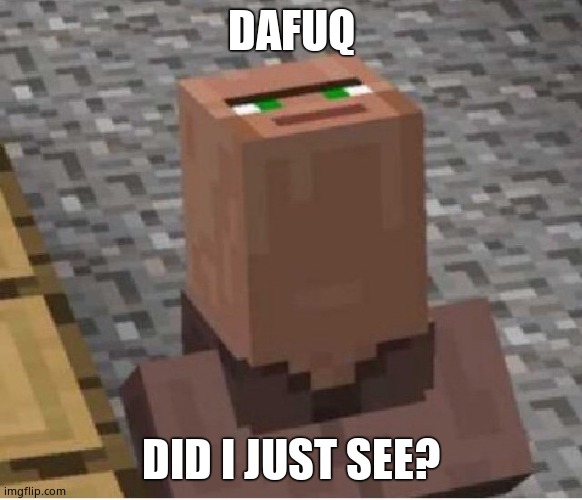 Minecraft Villager Looking Up | DAFUQ DID I JUST SEE? | image tagged in minecraft villager looking up | made w/ Imgflip meme maker