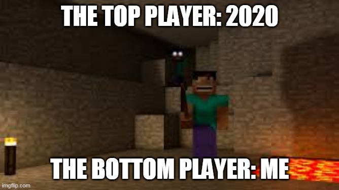 herobrine the player | THE TOP PLAYER: 2020; THE BOTTOM PLAYER: ME | image tagged in herobrine the player | made w/ Imgflip meme maker