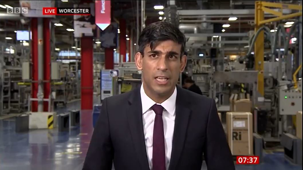 Rishi Sunak in a factory Blank Meme Template