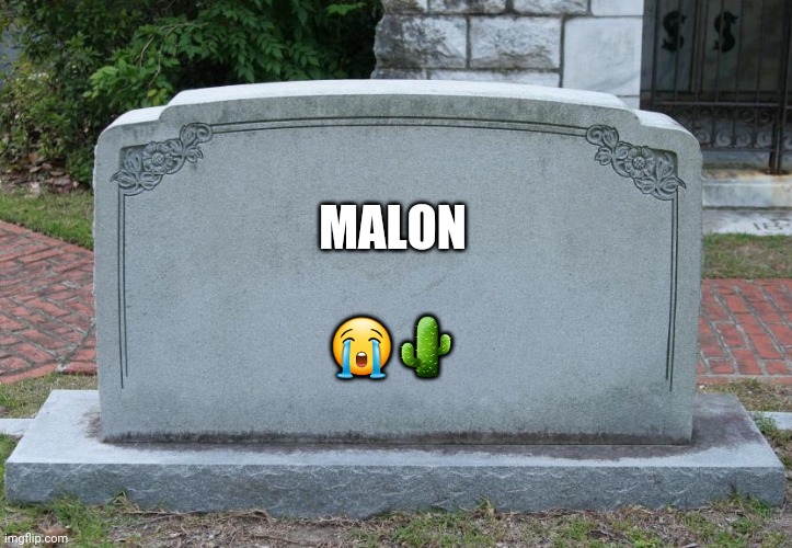 Gravestone | MALON; 😭🌵 | image tagged in gravestone | made w/ Imgflip meme maker
