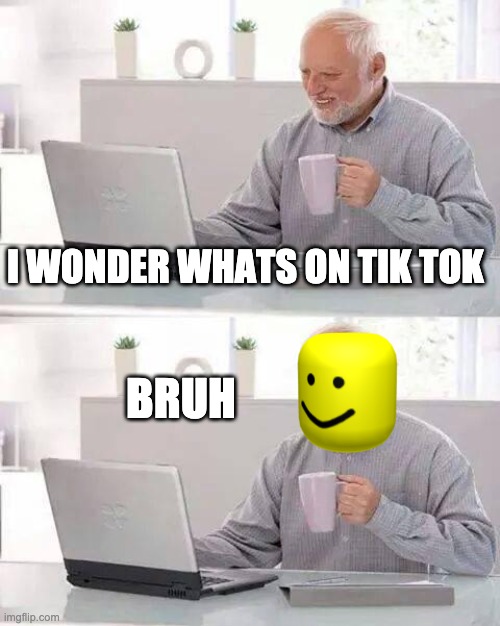 Hide the Pain Harold | I WONDER WHATS ON TIK TOK; BRUH | image tagged in memes,hide the pain harold | made w/ Imgflip meme maker