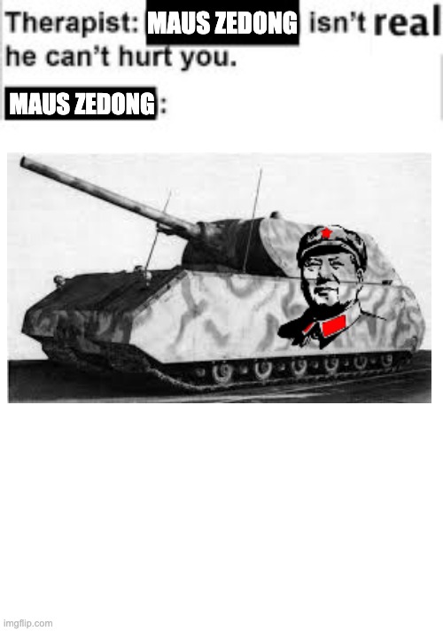Maus Zedong |  MAUS ZEDONG; MAUS ZEDONG | image tagged in therapist,mao zedong,maus,tank,meme,lmao | made w/ Imgflip meme maker