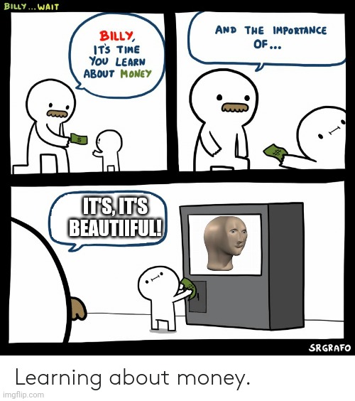 Billy Learning About Money | IT'S, IT'S BEAUTIIFUL! | image tagged in billy learning about money | made w/ Imgflip meme maker