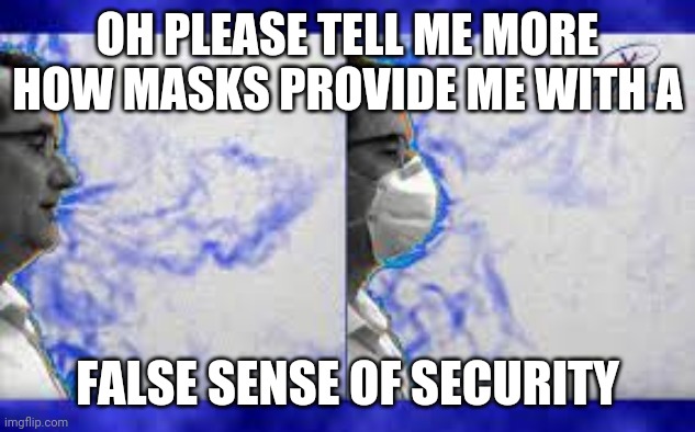 OH PLEASE TELL ME MORE HOW MASKS PROVIDE ME WITH A; FALSE SENSE OF SECURITY | made w/ Imgflip meme maker