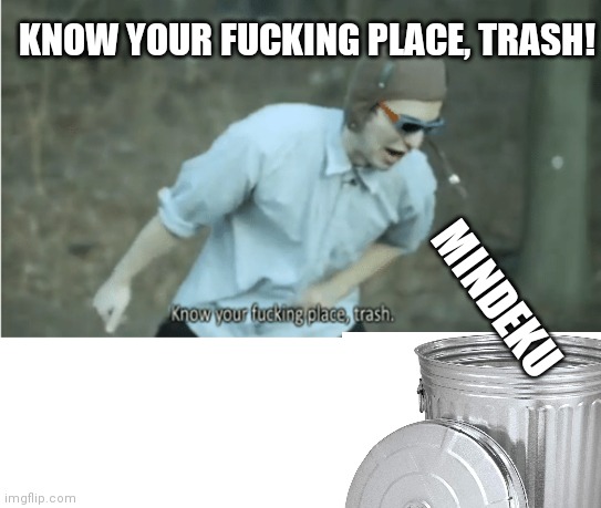 Know your place trash | KNOW YOUR FUCKING PLACE, TRASH! MINDEKU | image tagged in know your place trash | made w/ Imgflip meme maker