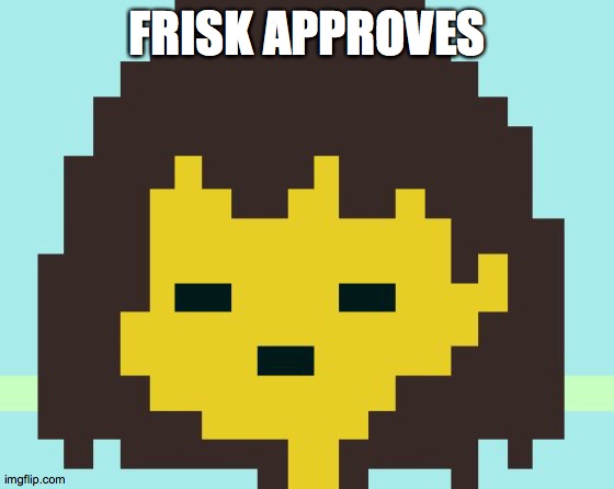 Frisk's face | FRISK APPROVES | image tagged in frisk's face | made w/ Imgflip meme maker