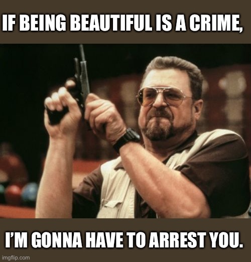 Am I The Only One Around Here | IF BEING BEAUTIFUL IS A CRIME, I’M GONNA HAVE TO ARREST YOU. | image tagged in memes,am i the only one around here | made w/ Imgflip meme maker