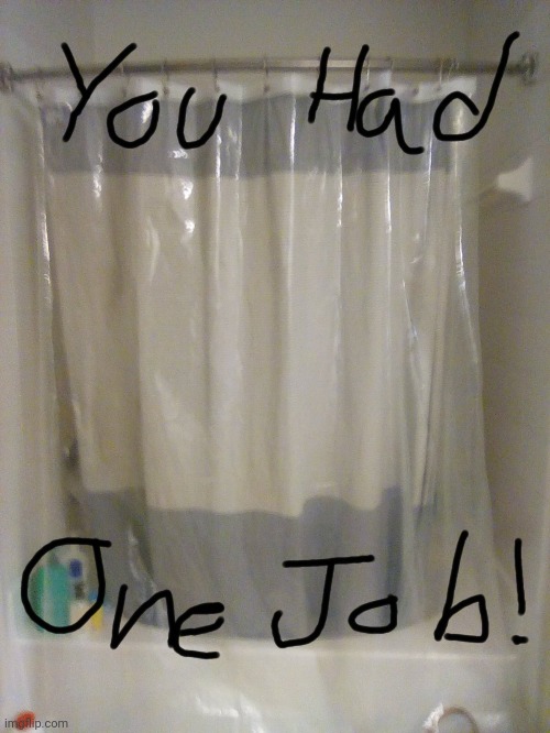 You Had One Job! | image tagged in shower curtain,wow,you had one job | made w/ Imgflip meme maker