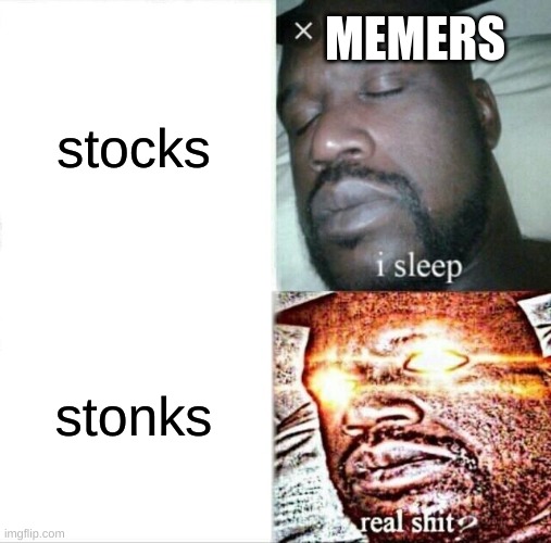 idk what to title this | stocks; MEMERS; stonks | image tagged in memes,sleeping shaq | made w/ Imgflip meme maker