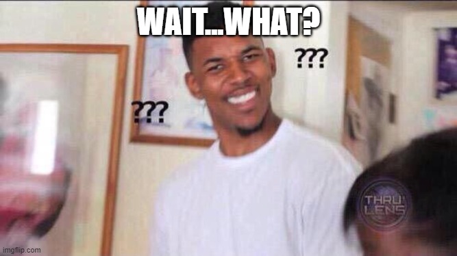 Black guy confused | WAIT...WHAT? | image tagged in black guy confused | made w/ Imgflip meme maker