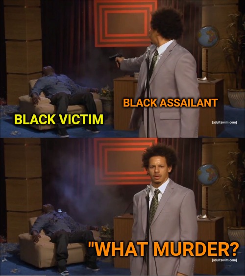 Black lives don't matter to BlackLivesMatter. | BLACK ASSAILANT; BLACK VICTIM; "WHAT MURDER? | image tagged in memes,who killed hannibal | made w/ Imgflip meme maker