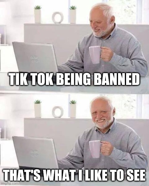 Hide the Pain Harold | TIK TOK BEING BANNED; THAT'S WHAT I LIKE TO SEE | image tagged in memes,hide the pain harold,funny,funny memes,tik tok,dank memes | made w/ Imgflip meme maker