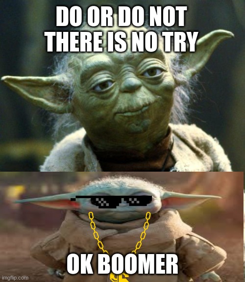 Star Wars Yoda Meme | DO OR DO NOT THERE IS NO TRY; OK BOOMER | image tagged in memes,star wars yoda | made w/ Imgflip meme maker