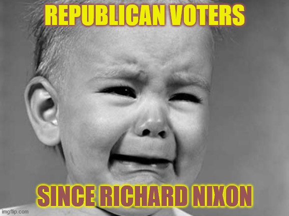 Republican Voters | REPUBLICAN VOTERS; SINCE RICHARD NIXON | image tagged in democrats,crying republicans,voters,donald trump approves | made w/ Imgflip meme maker