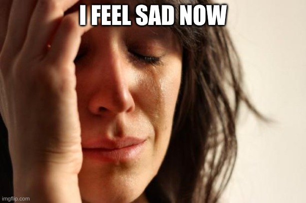 i feel sad now | I FEEL SAD NOW | image tagged in memes,first world problems | made w/ Imgflip meme maker