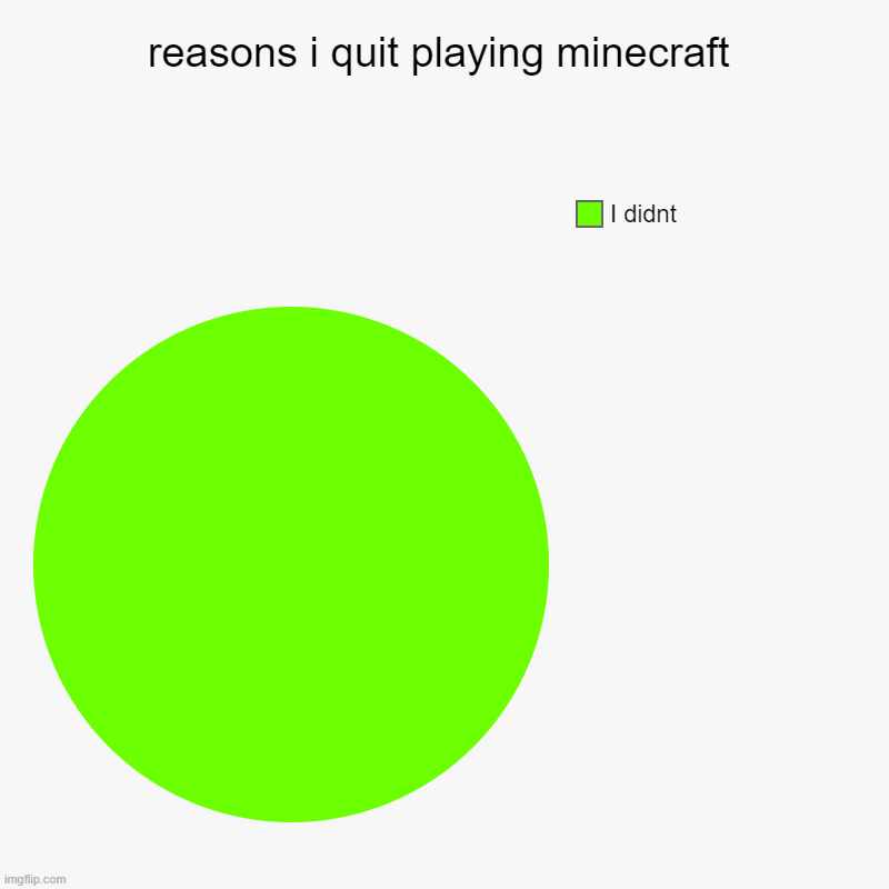 reasons i quit playing minecraft | I didnt | image tagged in charts,pie charts | made w/ Imgflip chart maker