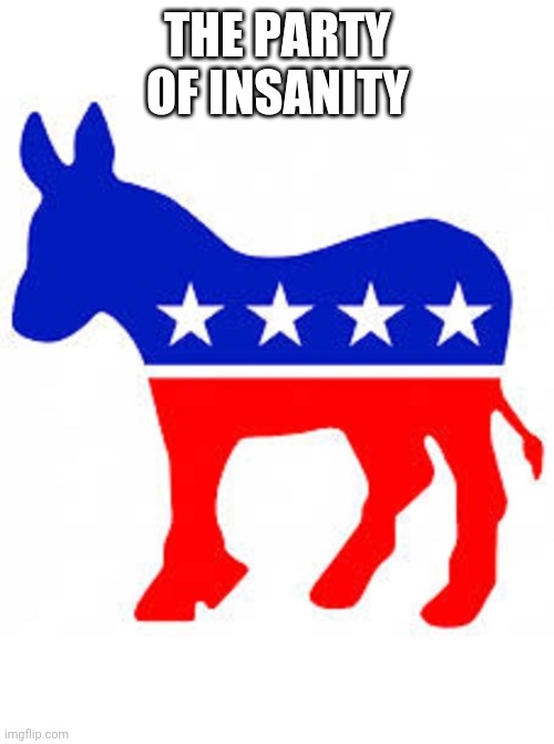 Democrat donkey | THE PARTY OF INSANITY | image tagged in democrat donkey | made w/ Imgflip meme maker