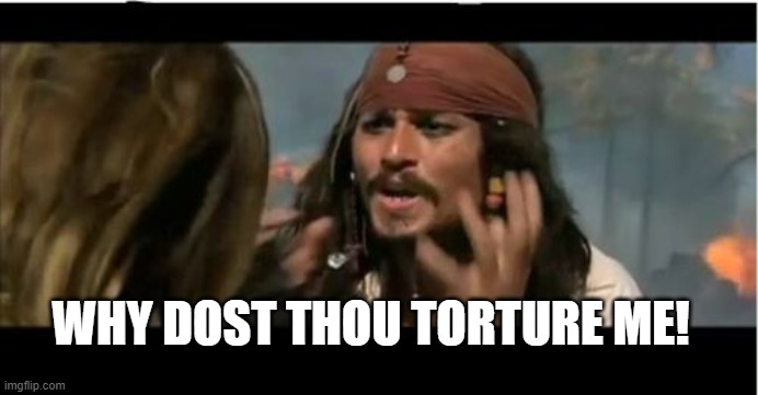 Why Is The Rum Gone | WHY DOST THOU TORTURE ME! | image tagged in memes,why is the rum gone | made w/ Imgflip meme maker