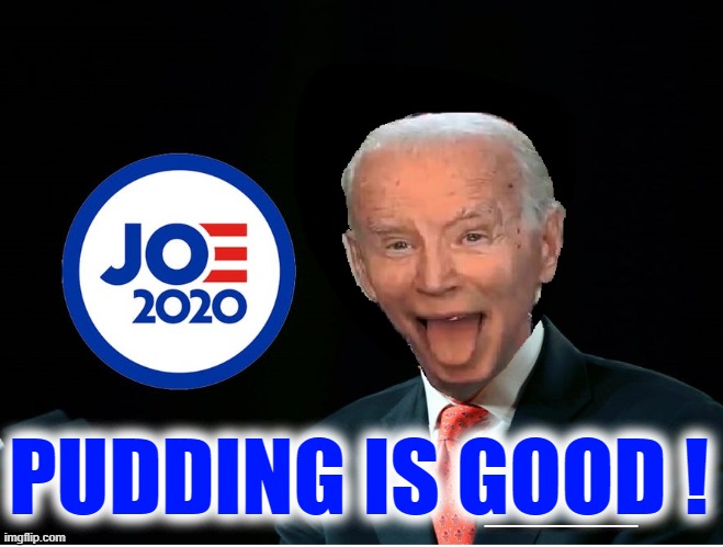 A fitting 2020 slogan.... | PUDDING IS GOOD ! _____ | image tagged in joe biden | made w/ Imgflip meme maker