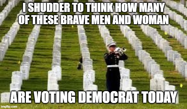 Isn't that what dead people do? | I SHUDDER TO THINK HOW MANY OF THESE BRAVE MEN AND WOMAN; ARE VOTING DEMOCRAT TODAY | image tagged in military cemetary,dead,cemetary,democrats | made w/ Imgflip meme maker