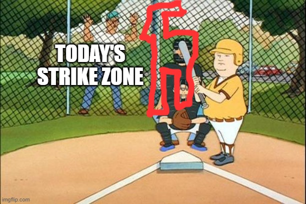 bobby hill baseball | TODAY'S STRIKE ZONE | image tagged in bobby hill baseball | made w/ Imgflip meme maker