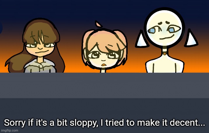 Sunset scene (I FORGOT GIMARI'S EYE FLOWER NUUUUU) | Sorry if it's a bit sloppy, I tried to make it decent... | image tagged in sunny,gimari,frisk | made w/ Imgflip meme maker