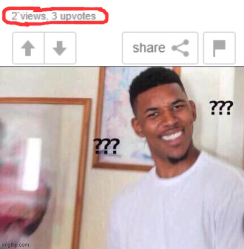 2 vies, 3 upvotes | image tagged in black guy confused | made w/ Imgflip meme maker