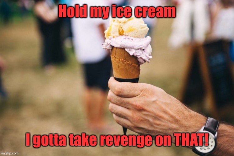 Hold my ice cream I gotta take revenge on THAT! | made w/ Imgflip meme maker
