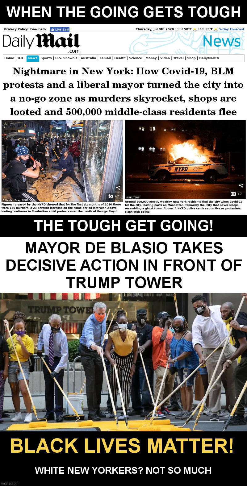When The Going Gets Tough, The Tough Get Going! | image tagged in new york city,de blasio,al sharpton,black lives matter,riots,all lives matter | made w/ Imgflip meme maker
