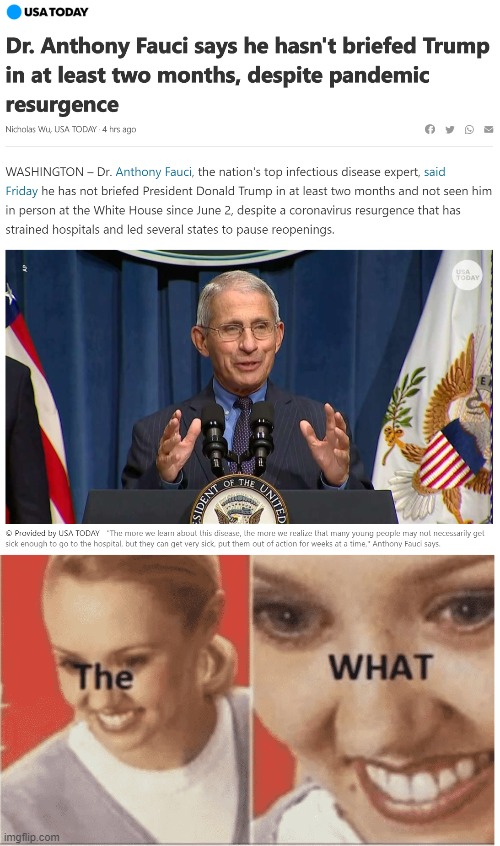 Two months? TWO. MONTHS?!? | image tagged in the what woman,covid-19,coronavirus,pandemic,trump is a moron,trump is an asshole | made w/ Imgflip meme maker