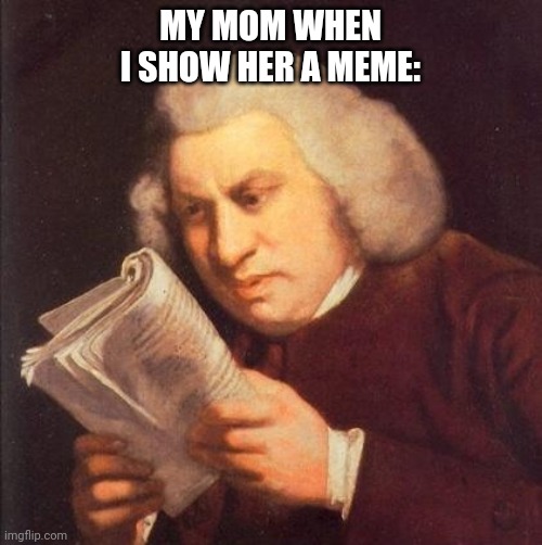 True story | MY MOM WHEN I SHOW HER A MEME: | image tagged in cheese | made w/ Imgflip meme maker