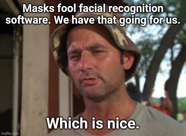 Facemask pro | Masks fool facial recognition software. We have that going for us. Which is nice. | image tagged in memes,so i got that goin for me which is nice | made w/ Imgflip meme maker