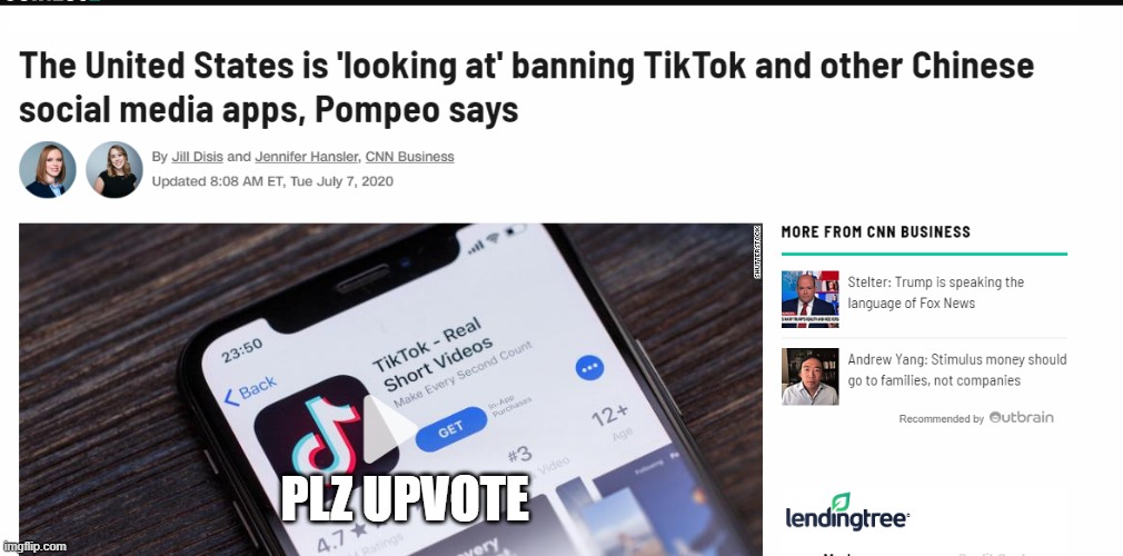 PLZ UPVOTE | image tagged in tik tok,banned | made w/ Imgflip meme maker