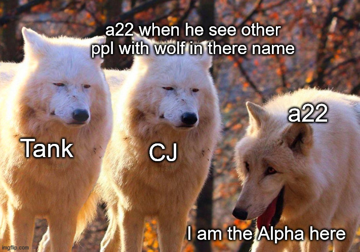 Me in War Thunder | a22 when he see other ppl with wolf in there name; a22; Tank; CJ; I am the Alpha here | image tagged in grump wolves | made w/ Imgflip meme maker