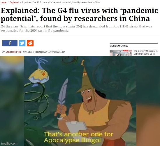New Pandemic | image tagged in apocalypse bingo,g-4 swine influenza | made w/ Imgflip meme maker