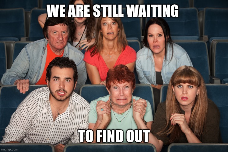 Suspense | WE ARE STILL WAITING TO FIND OUT | image tagged in suspense | made w/ Imgflip meme maker