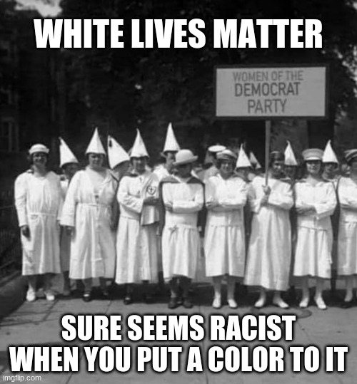 All Lives Matter or none do | WHITE LIVES MATTER; SURE SEEMS RACIST WHEN YOU PUT A COLOR TO IT | image tagged in women of the democrat party,all lives matter or none do,democrats own rasicm,this is why you do not | made w/ Imgflip meme maker