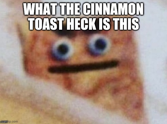 Perverted Cinnamon Toast | WHAT THE CINNAMON TOAST HECK IS THIS | image tagged in perverted cinnamon toast | made w/ Imgflip meme maker