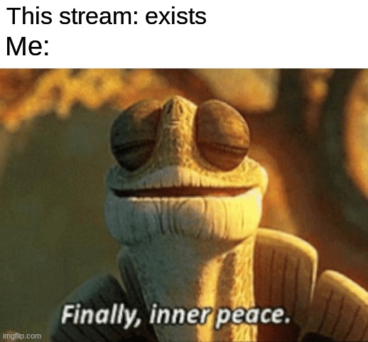 after seeing too many arguments on imgflp, it's nice to find a stream that has none of that |  This stream: exists; Me: | image tagged in finally inner peace | made w/ Imgflip meme maker
