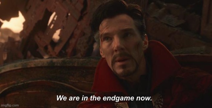 We are in the endgame now | image tagged in we are in the endgame now | made w/ Imgflip meme maker