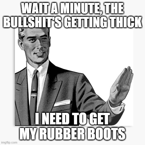 Correction Guy - HD | WAIT A MINUTE, THE BULLSHIT'S GETTING THICK I NEED TO GET MY RUBBER BOOTS | image tagged in correction guy - hd | made w/ Imgflip meme maker