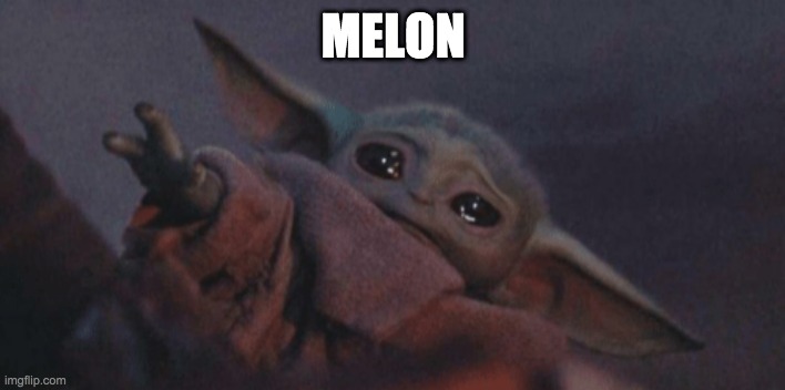 Baby yoda cry | MELON | image tagged in baby yoda cry | made w/ Imgflip meme maker