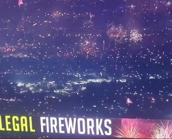 High Quality Fireworks over California 2020 Blank Meme Template