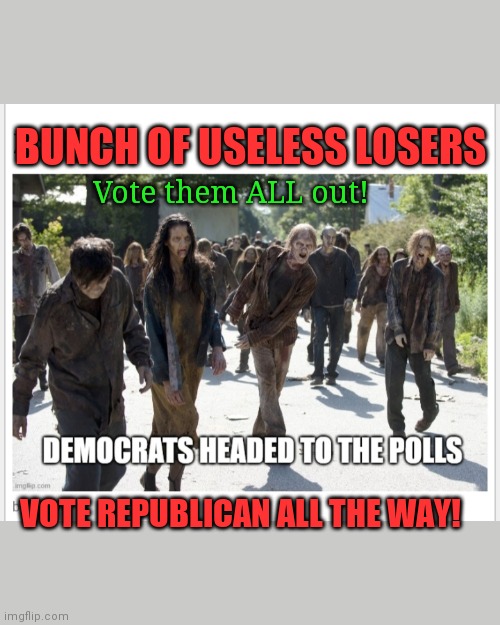 BUNCH OF USELESS LOSERS Vote them ALL out! VOTE REPUBLICAN ALL THE WAY! | made w/ Imgflip meme maker