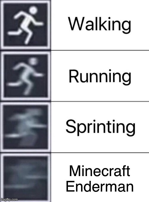 Run | Minecraft Enderman | image tagged in walking running sprinting | made w/ Imgflip meme maker