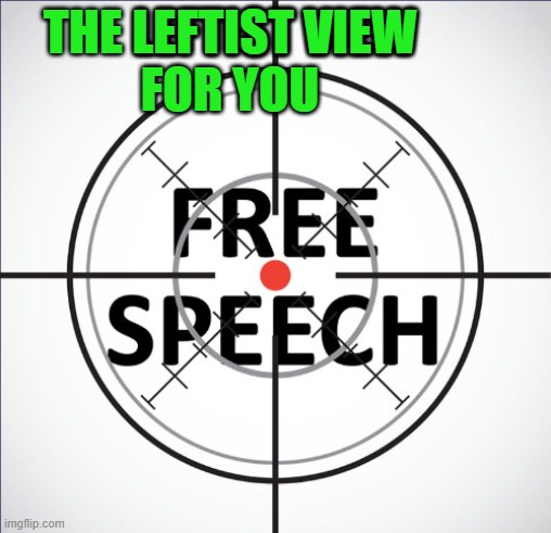 killing speech | THE LEFTIST VIEW 
FOR YOU | image tagged in free speech | made w/ Imgflip meme maker