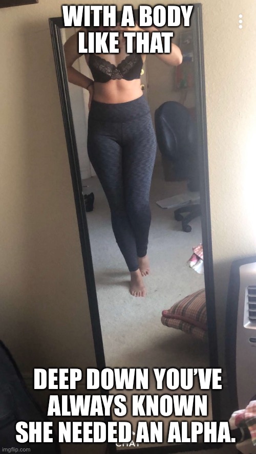 WITH A BODY LIKE THAT; DEEP DOWN YOU’VE ALWAYS KNOWN SHE NEEDED AN ALPHA. | made w/ Imgflip meme maker