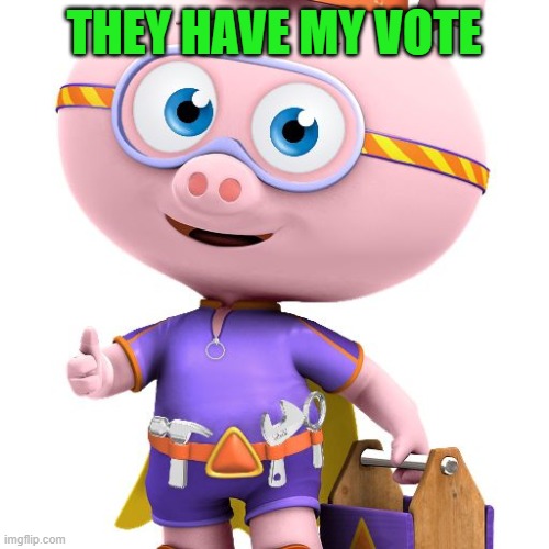 pig | THEY HAVE MY VOTE | image tagged in pig | made w/ Imgflip meme maker